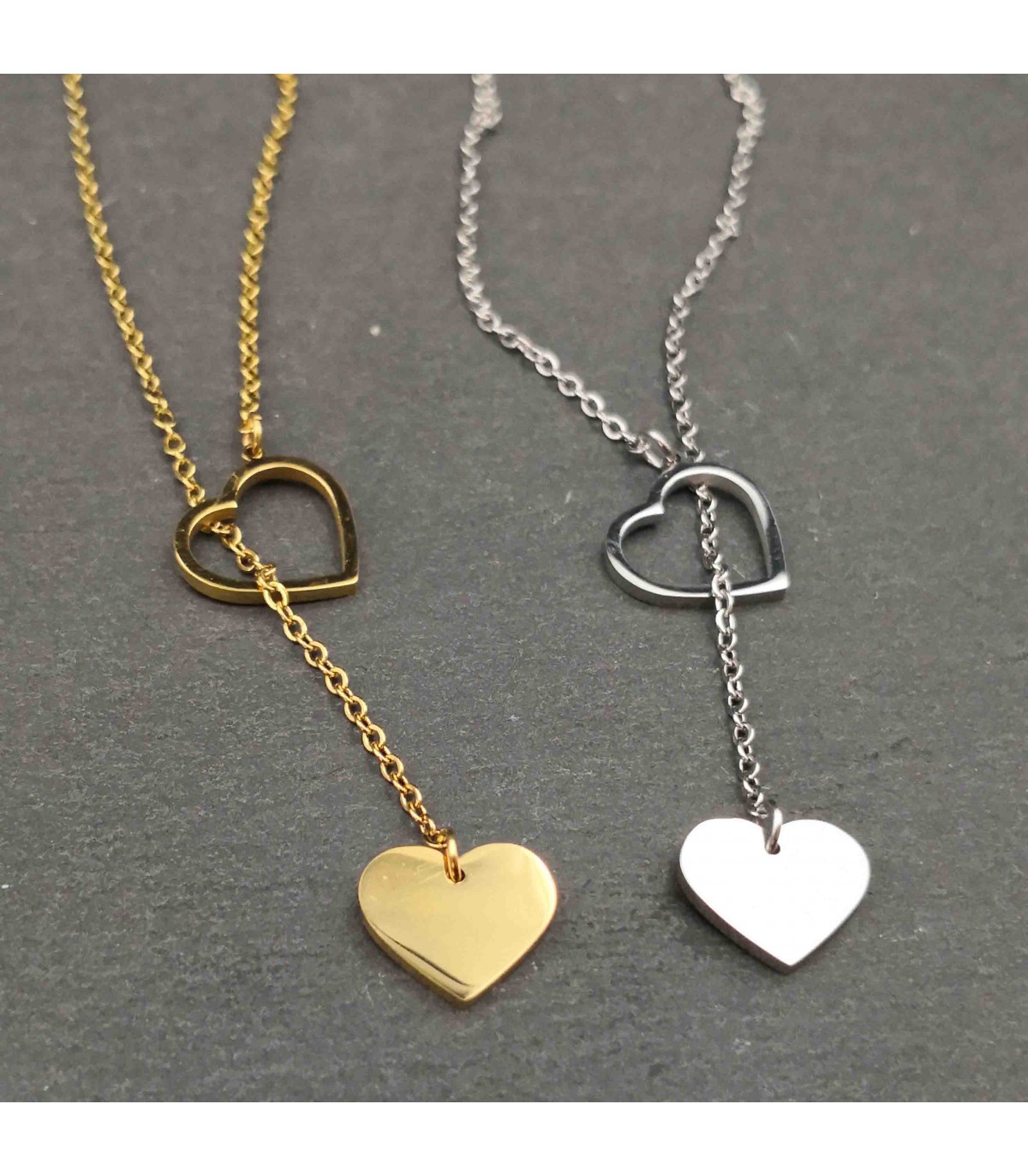 Collier Cœur Coulissant Doré – Image 3