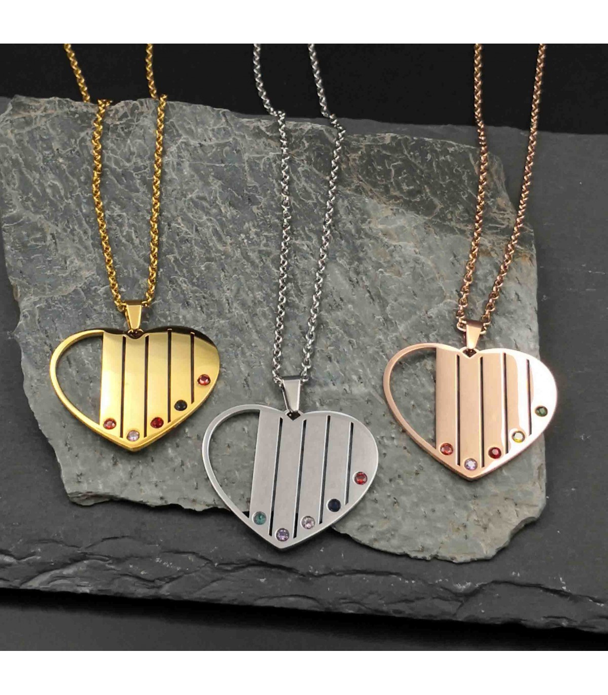Collier Doré Rosé Cœur Famille – Image 6