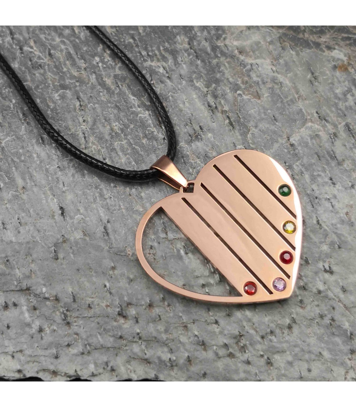 Collier Doré Rosé Cœur Famille – Image 5