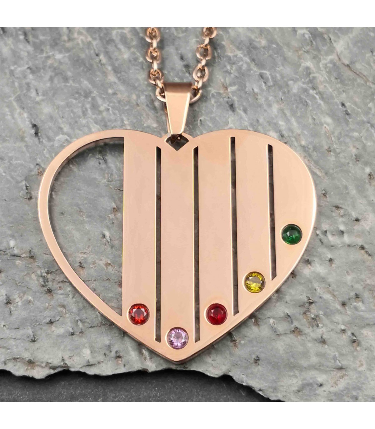 Collier Doré Rosé Cœur Famille – Image 4