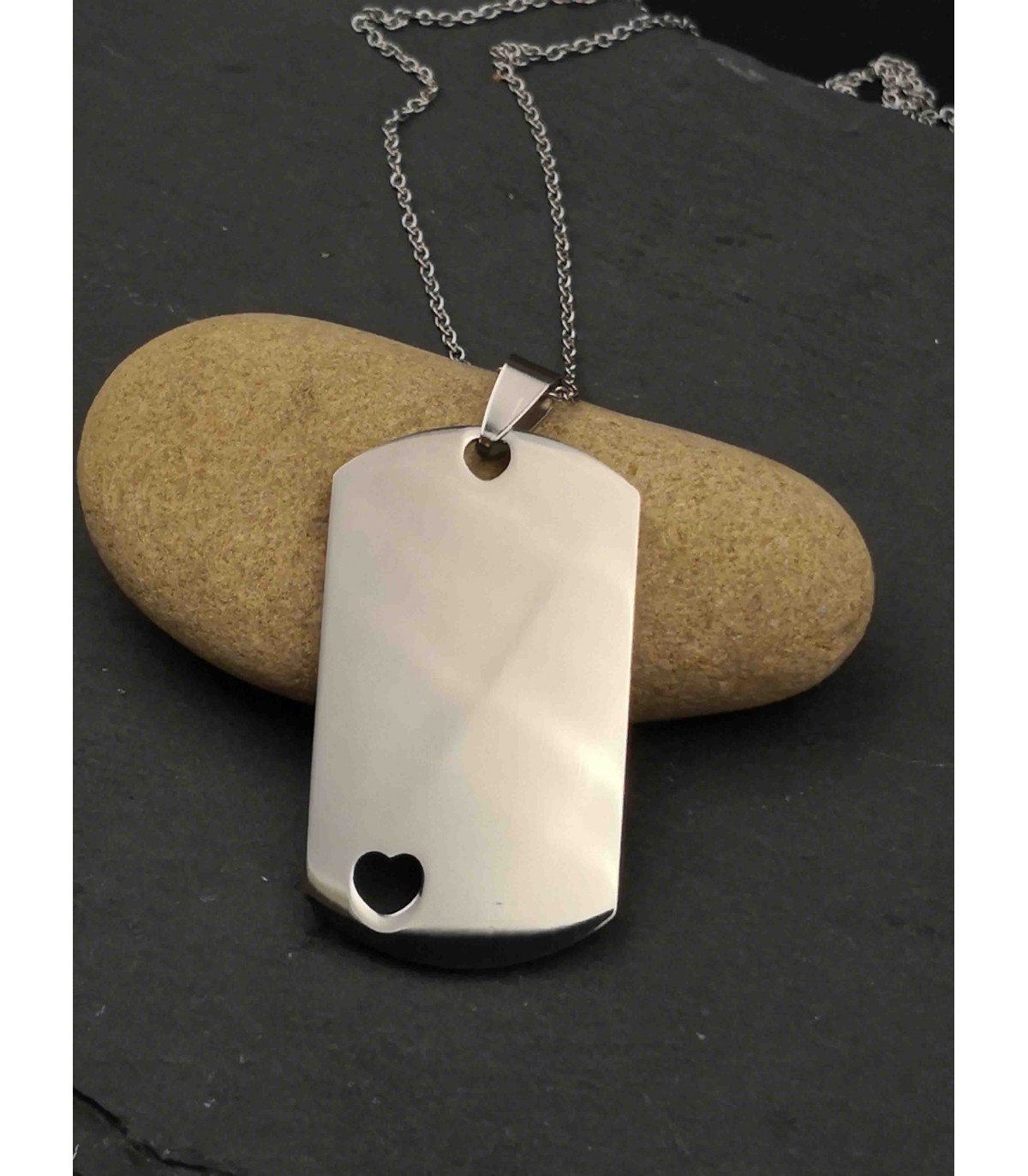 Pendentif Rectangle Cœur À Graver – Image 2