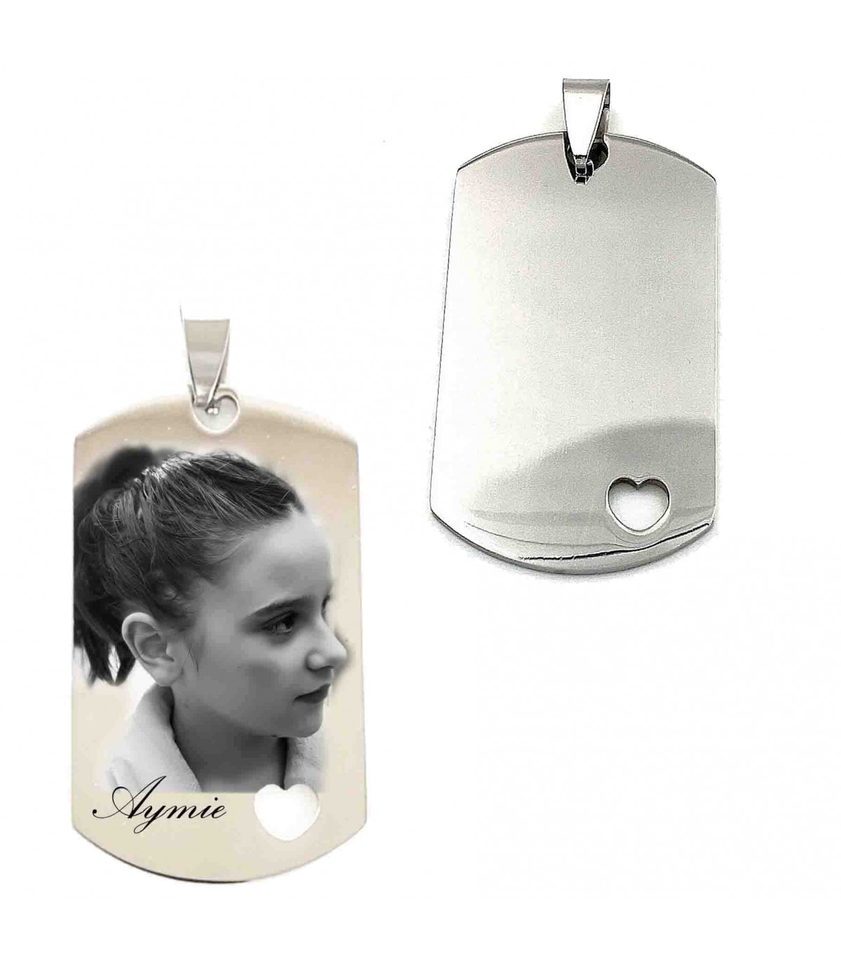 Pendentif Rectangle Cœur À Graver