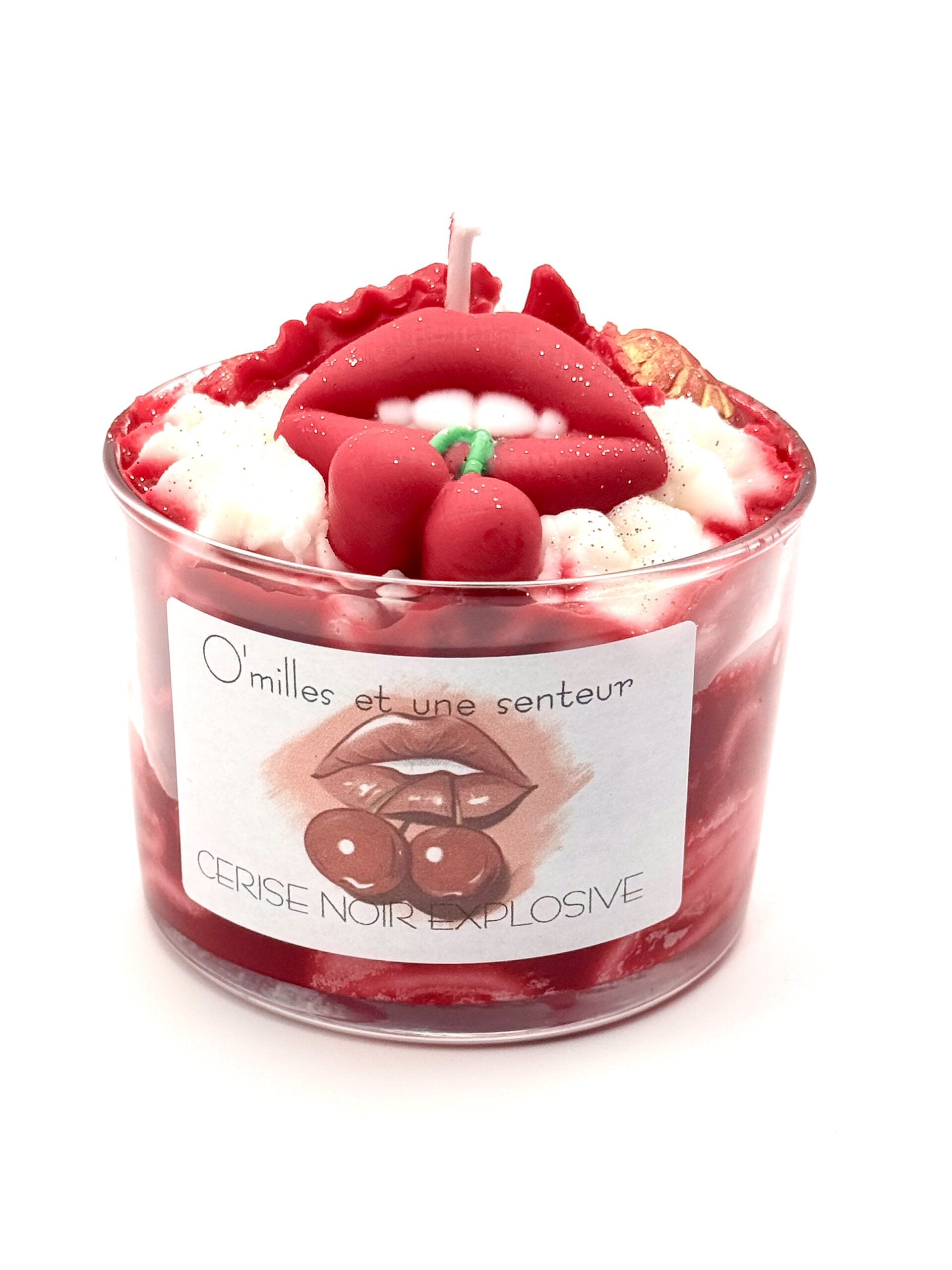 Bougie cerise noir explosive