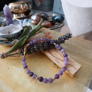 Bracelet en Lépidolite et Hématite rose