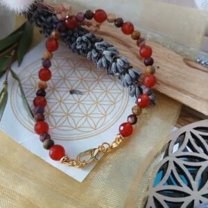 Bracelet en Jaspe Mokaïte et Cornaline