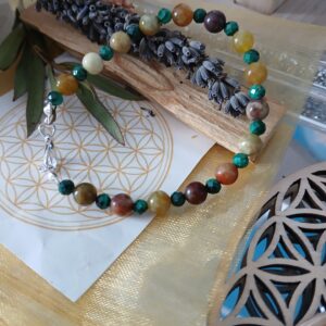 Bracelet en Malachite et Serpentine de Chine