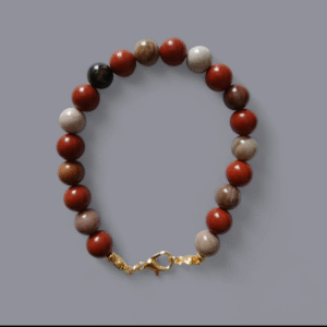 Bracelet en Jaspe rouge et Bois fossile
