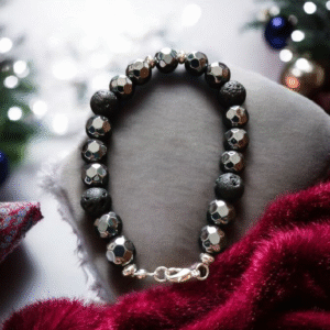 Bracelet en Hématite et Pierre de Lave