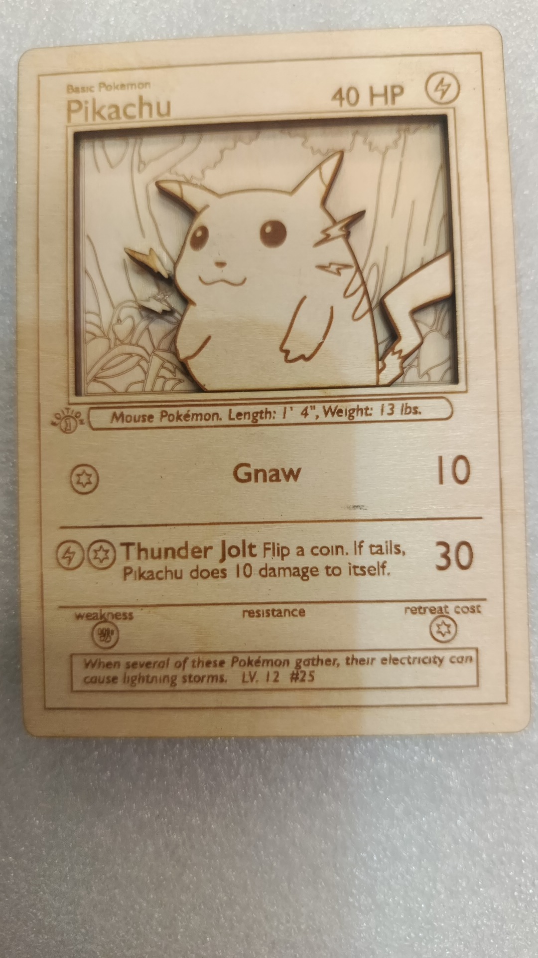 Cartes Pokémon en Bois Sculpté 3D